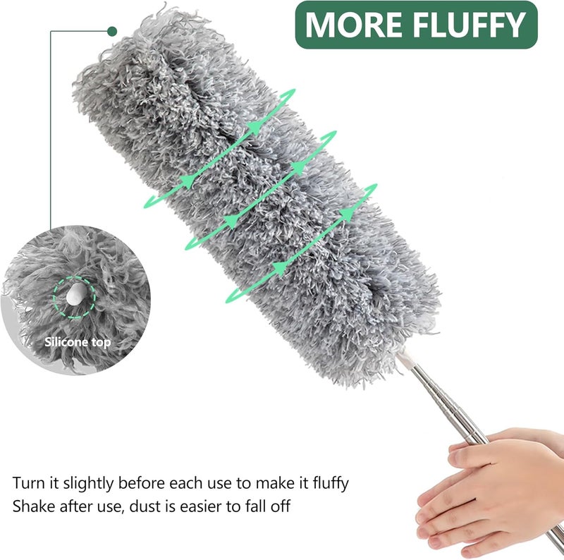 SetSail Extra-Long Dusters with Extension Pole 100-inch for Cleaning, Bendable Microfiber Head Washable Ceiling Fan Duster for High Ceilings, Furniture - Image 5